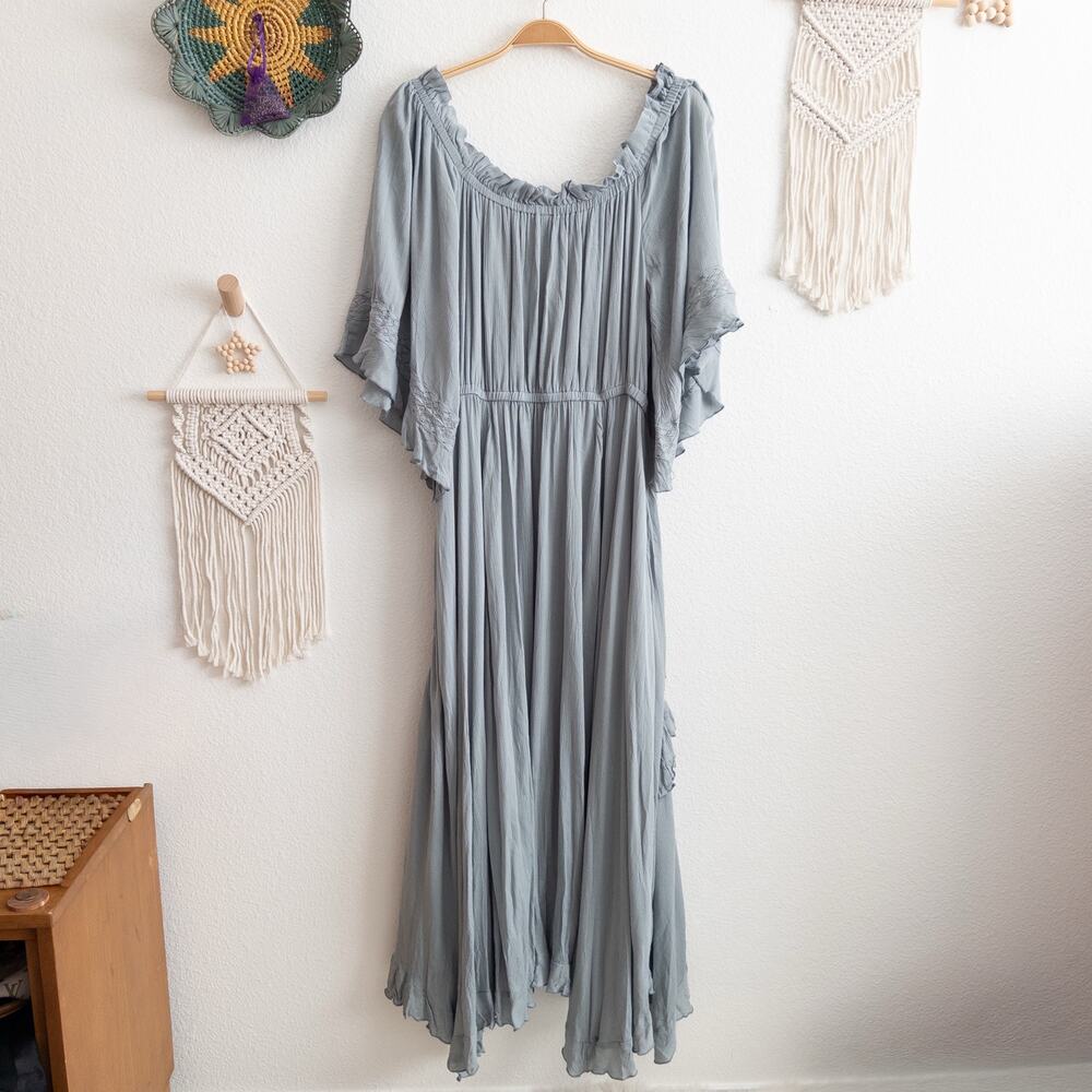Free People Slate Blue Off-Shoulder Maxi Dress - Picture 3 of 12